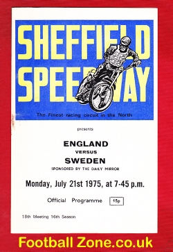 England Speedway v Sweden 1975 – at Sheffield