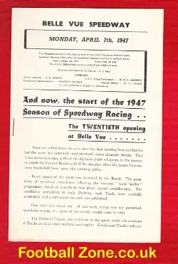 Belle Vue Speedway Bulletin Magazine April 1947