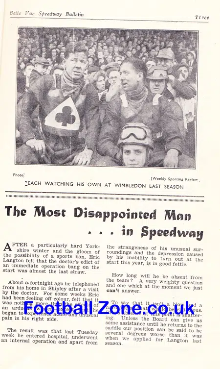 Belle Vue Speedway Bulletin Magazine April 1947