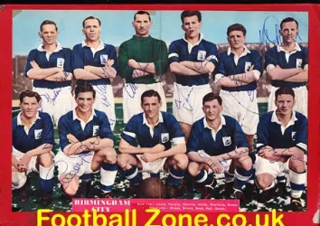 Birmingham City Football Team Picture Multi Autographs 1954 - 55