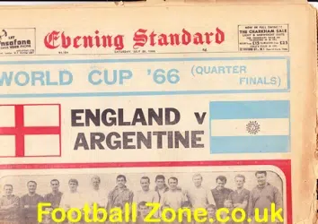 World Cup 1966 Evening Standard Newspaper 1966