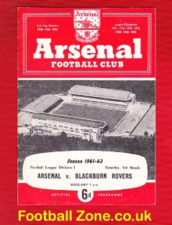 Arsenal v Blackburn Rovers 1962