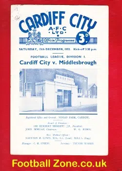 Cardiff City v Middlesbrough 1953