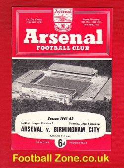 Arsenal v Birmingham City 1961