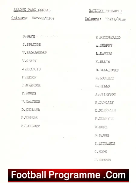 Arrowe Park Social v Railway Athletic 1976 – Cup Final Witton