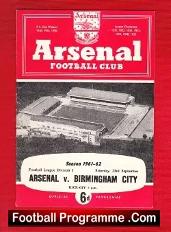 Arsenal v Birmingham City 1961
