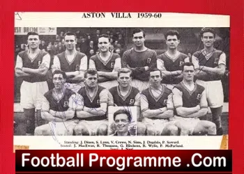 Aston Villa Football Team Picture Multi Autograph 1959 – 1960