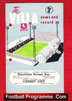 Aston Villa v Cardiff City 1960 – and Blackburn Reserves