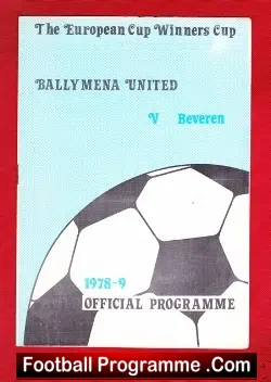 Ballymena United v Beveren 1978 - European Cup Winners Cup - football programme