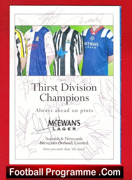 Bangor City v Linfield 1993 – Multi Autographed – Charity Shield