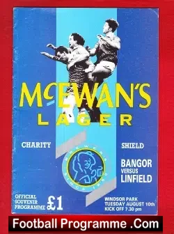 Bangor City v Linfield 1993 – Multi Autographed – Charity Shield