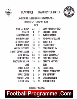 Blackpool v Manchester United 2016 – Senior Cup Reserves
