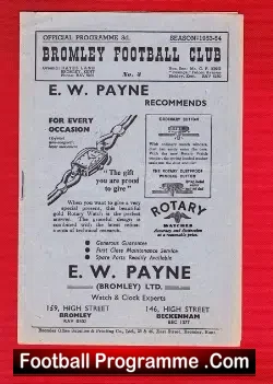Bromley v Walthamstow Avenue 1953 - football programme