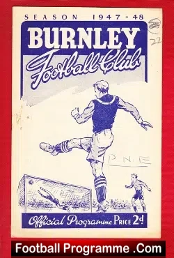 Burnley v Preston 1947 - football programme