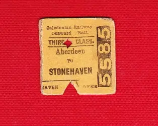 Caledonian Train Ticket Aberdeen to Stonehaven 1886