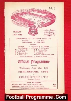 Chelmsford City v Colchester United 1948 – Southern League