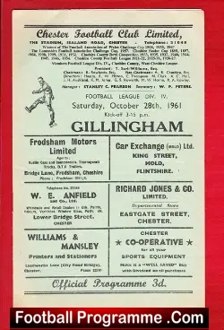 Chester v Gillingham 1961 - football programme