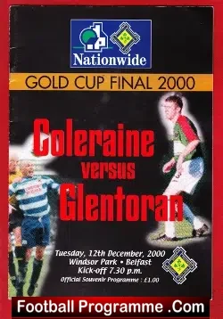 Coleraine v Glentoran 2000 - Irish Cup Final - football programme