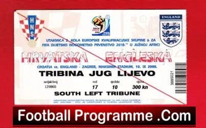 Croatia v England 2008 – Football Ticket