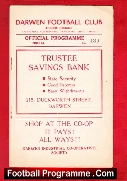 Darwen v Morecambe 1952 - football programme