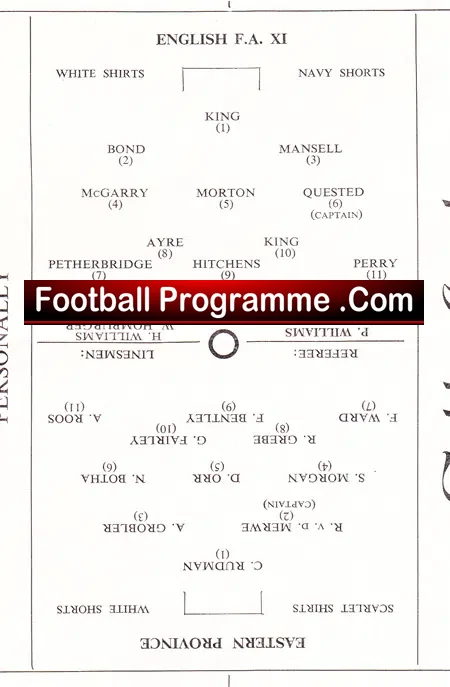 Eastern Province v English FA XI 1956 – Boys at Port Elizabeth