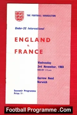 England v France 1965 – Under 23 at Norwich City