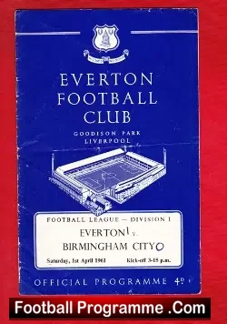 Everton v Birmingham City 1961 - football programme