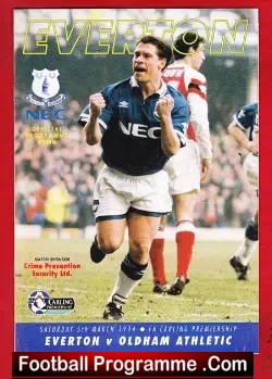 Everton v Oldham Athletic 1994 - football programme