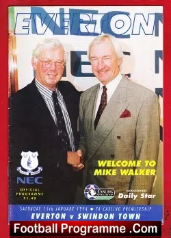 Everton v Swindon Town 1994 - football programme