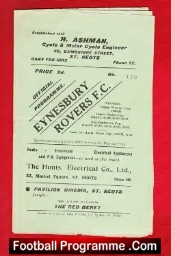 Eynesbury Rovers v Clacton Town 1950s - football programme