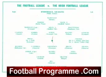Football League v Ireland Football League 1958 Anfield Liverpool