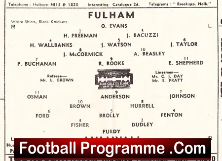 Fulham v Millwall 1946