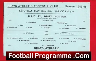 Grays Athletic v Royal Air Force RAF Brize Norton 1946