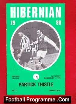Hibernian Hibs v Partick Thistle 1979 - George Best + Autographs - football programme