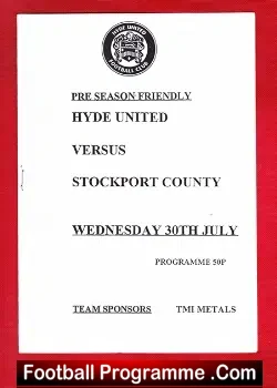 Hyde United v Stockport County 1997 - Pre Season Friendly - football programme