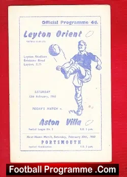 Leyton Orient v Aston Villa 1960 - football programme