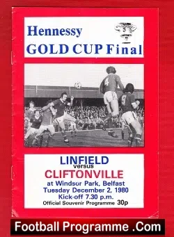 Linfield v Cliftonville 1980 - Irish Cup Final - football programme