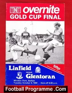 Linfield v Glentoran 1984 - Irish Cup Final - football programme