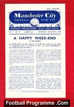 Manchester City v Bury 1954 - Reserves Match - football programme