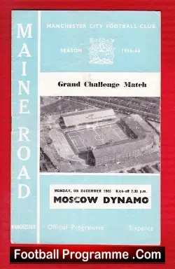 Manchester City v Moscow Dynamo 1965 - Grand Challenge Match - football programme