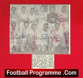 Manchester City Youth Football Team Picture Multi Autograph 1959 - football memorabilia