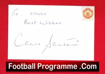 Manchester United Carlo Sartori Autograph Signed Card 1960s - football programme