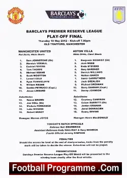 Manchester United v Aston Villa 2012 – Reserves Play-off Final