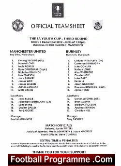 Manchester United v Burnley 2012 – FA Youth Cup