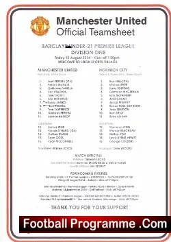 Manchester United v Norwich City 2014 – Under 21 Match