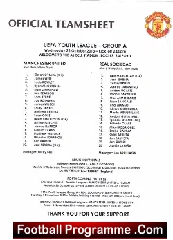 Manchester United v Real Sociedad 2013 – UEFA Youth Match Spain