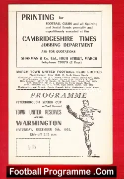 March Town United v Warmington 1953 – Reserves Senior Cup Match