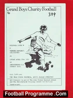 Mudeford Youth v Velmore Rangers 1975 - Boys Charity Match - football programme