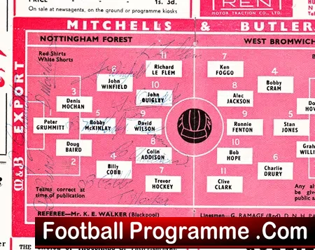 Nottingham Forest v WBA 1963 – Multi Autographed SIGNED