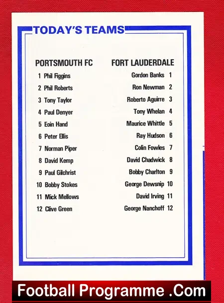 Portsmouth v Fort Lauderdale 1978 – Bobby Charlton Gordon Banks